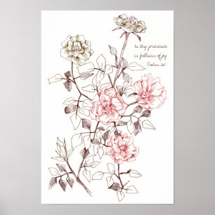 Psaltaren 16:11 Skrift Bibelvers Ros Blommor  Poster