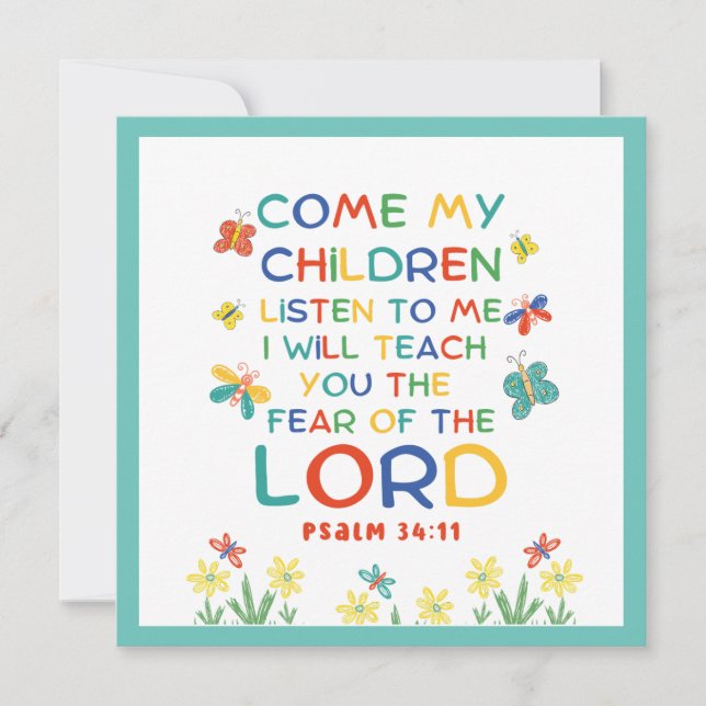 Psaltaren 34:11 söt bibelvers för barn (Framsida)