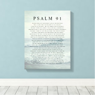 Psaltaren 91 Skrift Mjuk Aqua Blå Lugna Strand Canvastryck