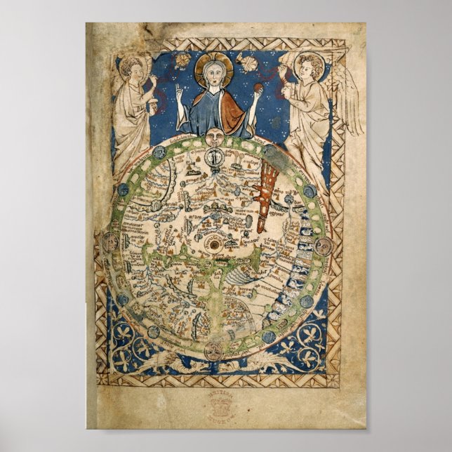 Psalter World Map (1300-talet) Poster (Framsidan)