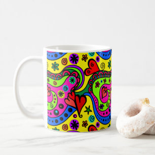 Pschedelic Bohemian Hippie Coola Roligt 70s Art Kaffemugg