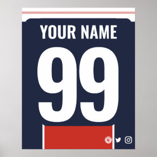 PSG Färger Personlig Football Shirt Poster