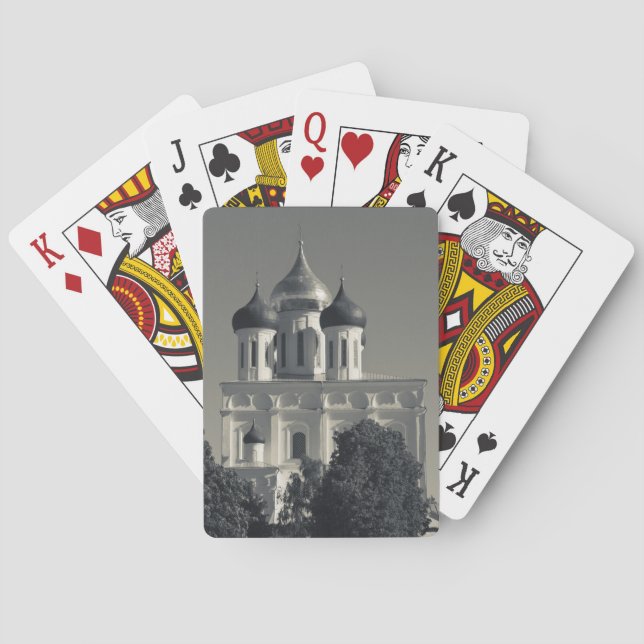 Pskov Kremlin och Trinity Cathedral Kortlek (Baksidan)