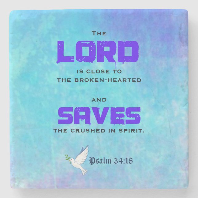 Pslam 34:18 för inspirationell biblisk offert stenunderlägg (Framsidan)