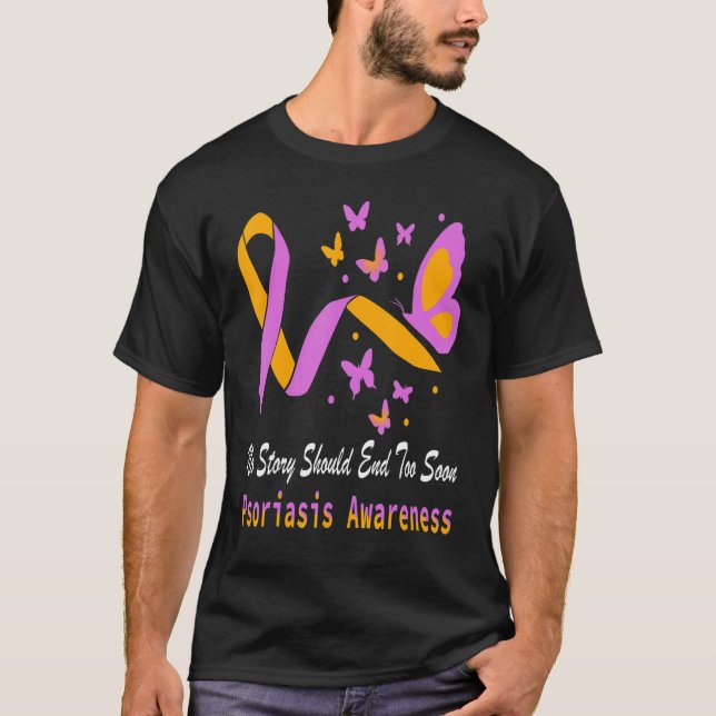 Psoriasis Awareness Butterfly Support Lavender & O T Shirt (Framsida)