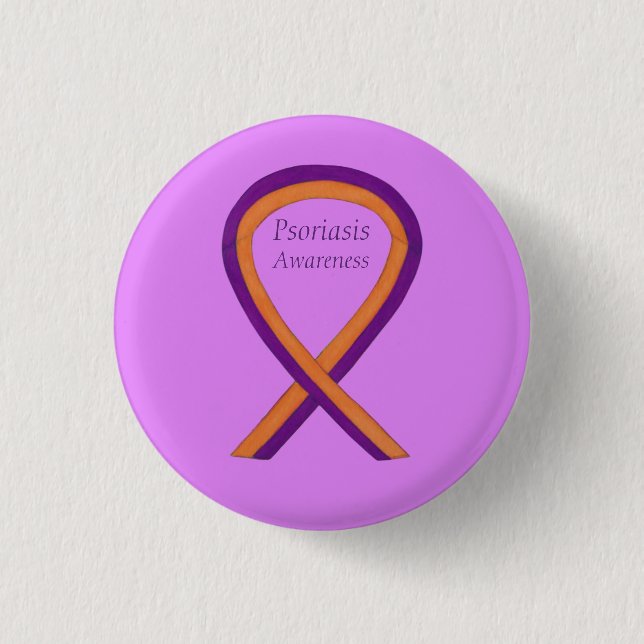 Psoriasis Awareness Ribbon Anpassningsbar Art Pin  Knapp (Framsida)