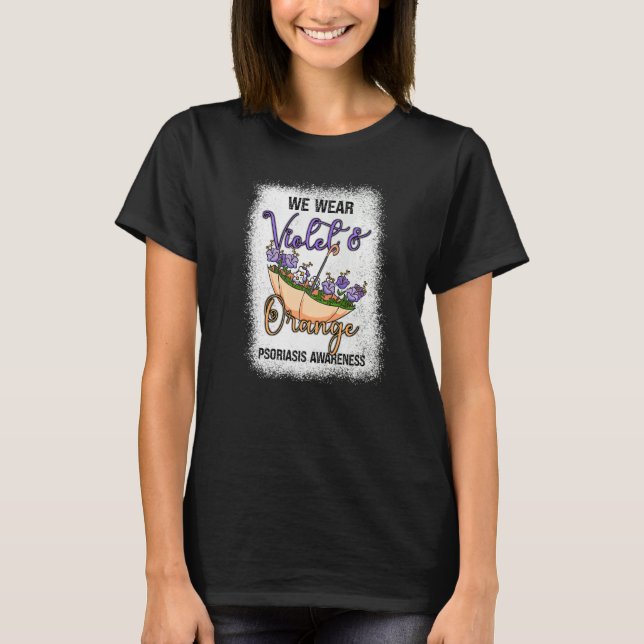 Psoriasis Awareness Vi Bära Violet Orange Umbrella T Shirt (Framsida)