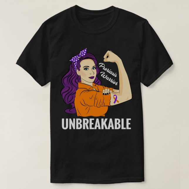 Psoriasis Awareness Warrior Unbryable Support St T Shirt (Design framsida)