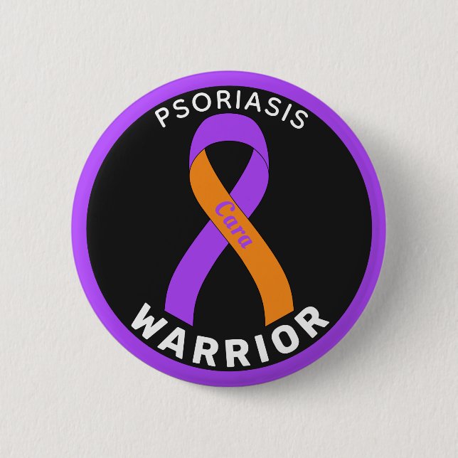 Psoriasis Warrior Ribbon Black-knapp Knapp (Framsida)