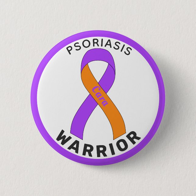 Psoriasis Warrior Ribbon White Button Knapp (Framsida)