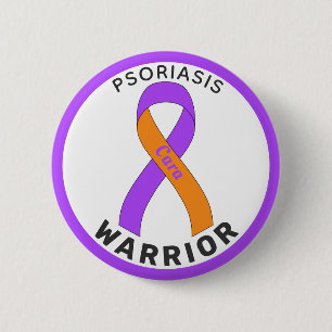 Psoriasis Warrior Ribbon White Button Knapp