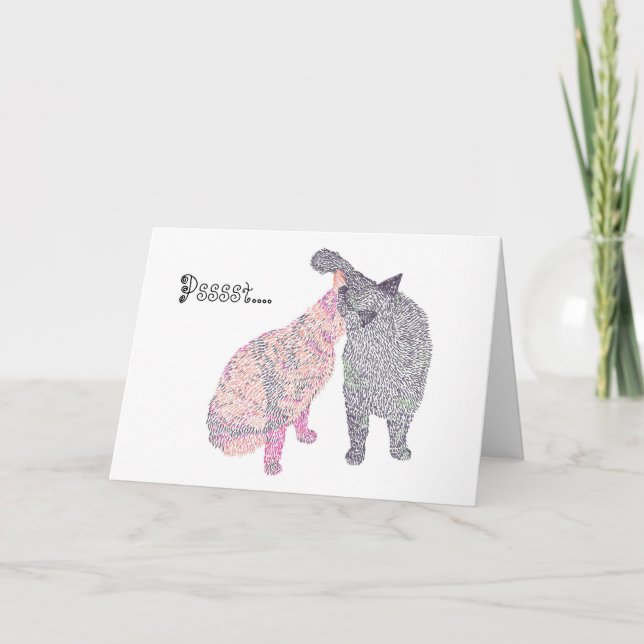 Psssst....Jag älskar dig, med en kattkys. Kort (Framsida)