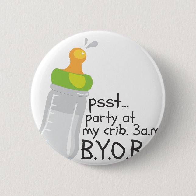 PSST party på min lathund. 3am. BYOB Knapp (Framsida)