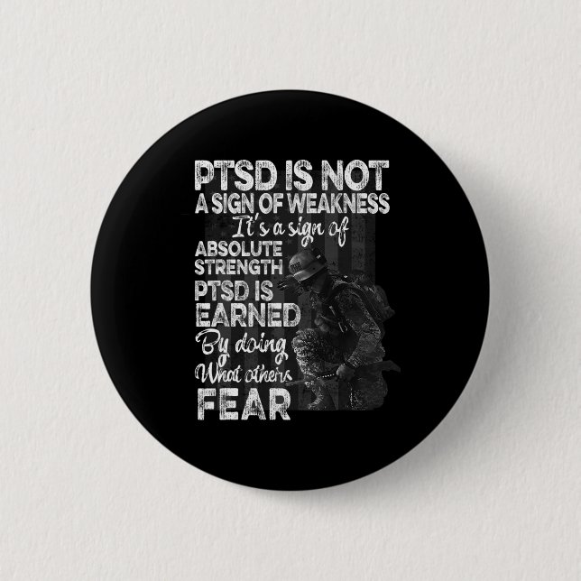 PSTD Efter traumatiskt Stressa Disorder Styrka Med Knapp (Framsida)