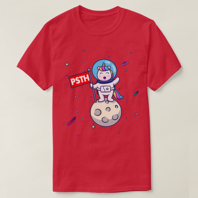 PSTH till Måne Unicorn Astronaut T Shirt (Design framsida)