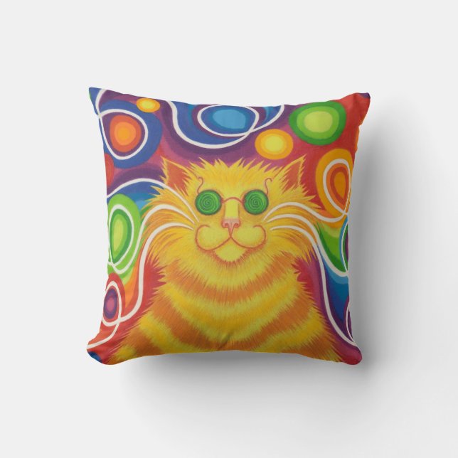 Psy-cat-delic dekorativ kudde (Framsida)