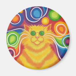 Psy-cat-delic fridge-magnet round magnet