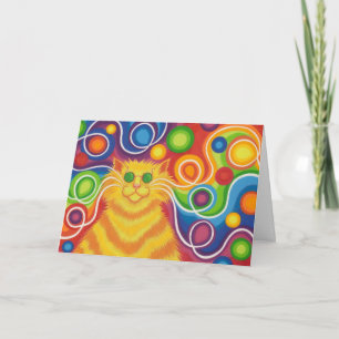 Psy-cat-delic Grattis på födelsedagen-hälsning-kor Kort