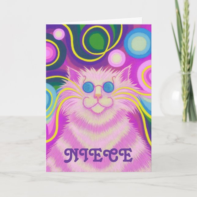 Psy-cat-delic 'Niece'-födelsedagskort Kort (Framsida)