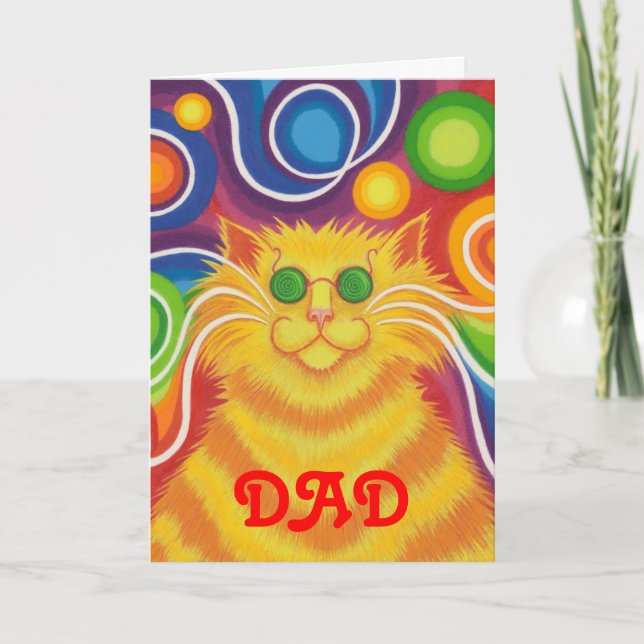 Psy-cat-delic 'Pappa'-kort för födelsedagspresent Kort (Framsida)