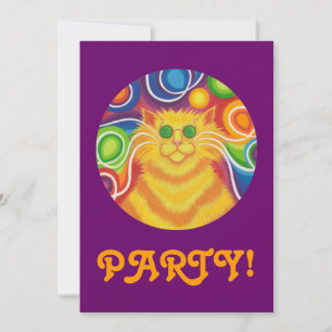 Psy-cat-delic "Party"-inbjudan lila Inbjudningar