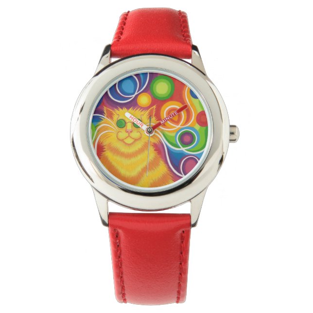 Psy-cat-delic print watch armbandsur (Framsida)