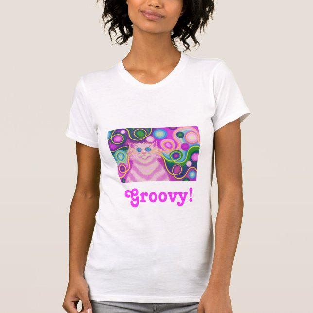 Psy-cat-delic Rosa 'Groovy!' t-shirt (Framsida)