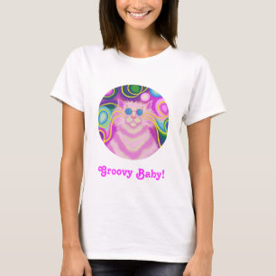 'Psy-cat-delic Rosa round 'Groovy Baby' t-shirt