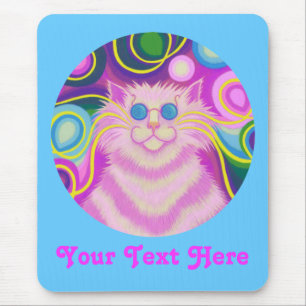 Psy-cat-delic rosa round 'Your Text' blue moussat Musmatta