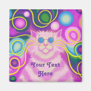 Psy-cat-delic Rosa 'Your Text'-kylskåp Magnet