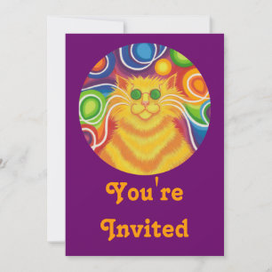 Psy-cat-delic 'you're Invited'-lila Inbjudningar