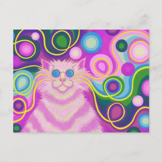 Psy-cat-delisk rosa postkort vykort (Framsida)