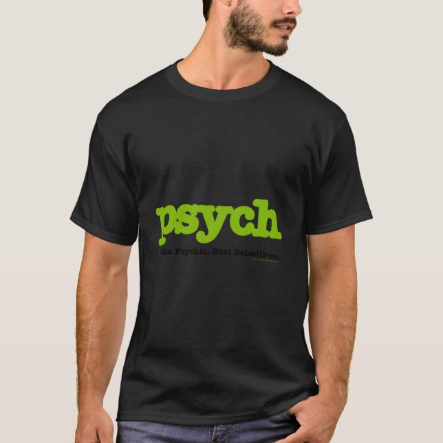 Psych Fake Psychic Real Detectives Crew Nacke T Shirt (Framsida)