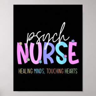 Psych Nurse Healing Minds Touching Hearts Psychiat Poster
