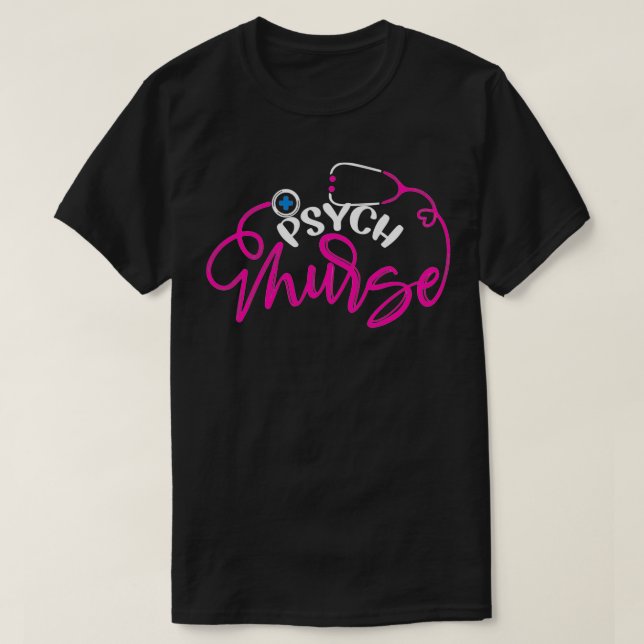 Psych Nurse Mental Health Nurse Citat Brain Psychi T Shirt (Design framsida)