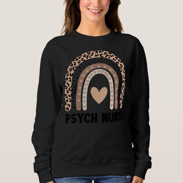 Psych Nurse Nursing Leopard Rainbow T Shirt (Framsida)