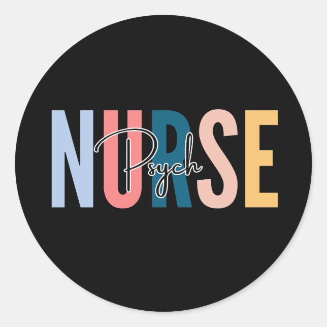 Psych Nurse Runt Klistermärke (Framsida)