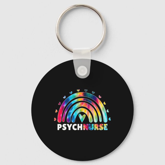 Psych Nurse Tie Dye Nursing Mental Health Psychiat Nyckelring (Framsida)