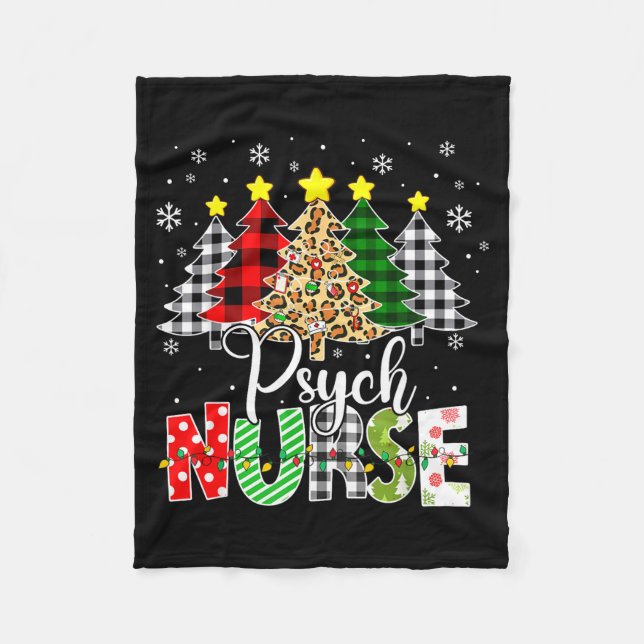 Psych Nurse Xmas Tree Leopard Red Plaid Christmas  Fleecefilt (Framsidan)