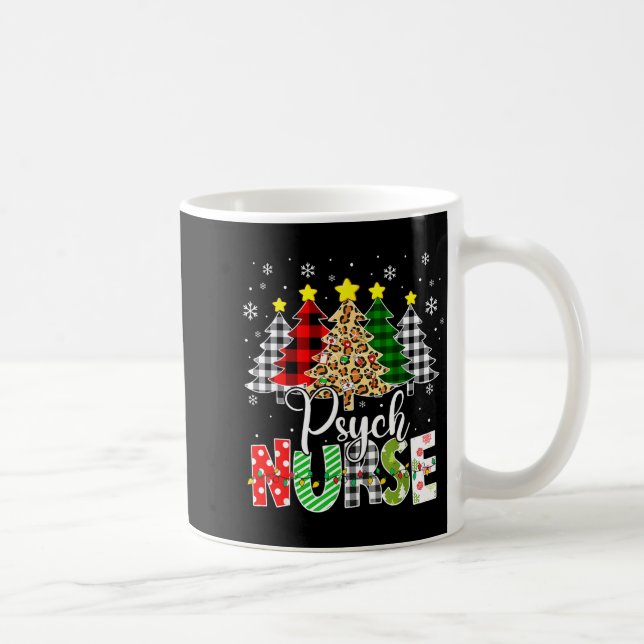 Psych Nurse Xmas Tree Leopard Red Plaid Christmas  Kaffemugg (Höger)