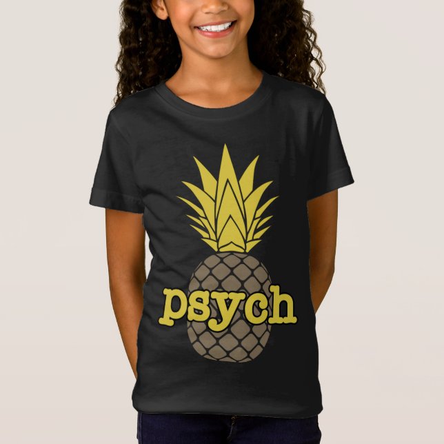 Psych Pineapple Fruit Funny Graphic Brown T Shirt (Framsida)