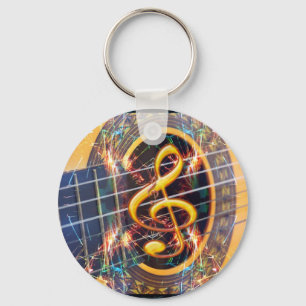Psychadelic Accoustic Guitar, musikdesign lakan Nyckelring