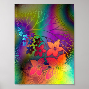 Psychadelic blommigt poster