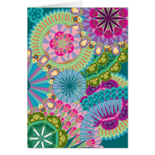 psychadelic fjäderblommor hälsningskort