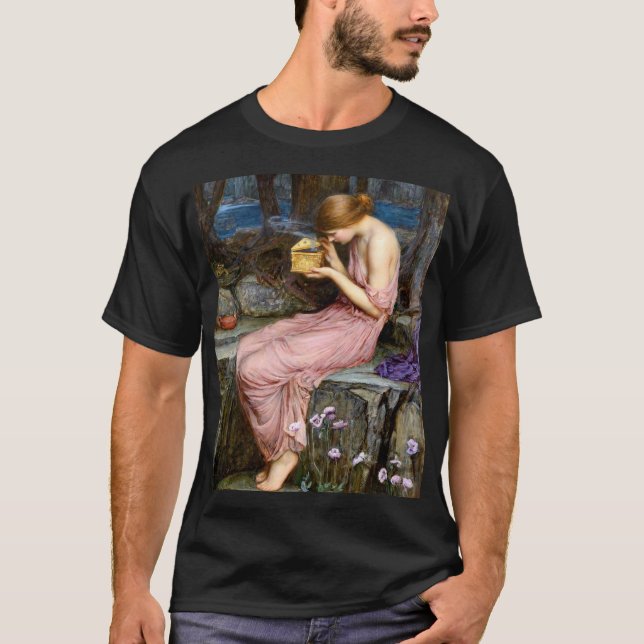 Psyche som öppnar Golden Box Waterhouse Art T Shirt (Framsida)