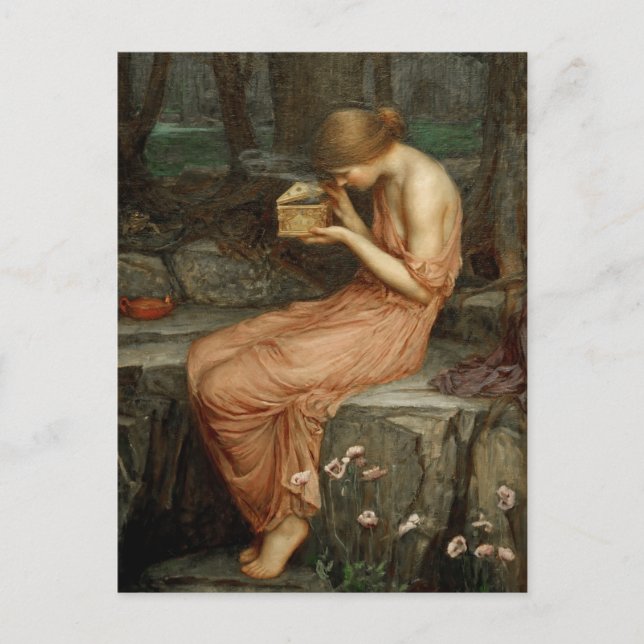 Psyche som öppnar Golden Box Waterhouse Card Vykort (Framsida)