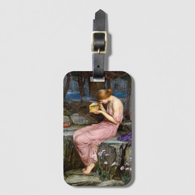 Psyche som öppnar Golden Box Waterhouse Painting Bagagebricka (Framsida vertikal)