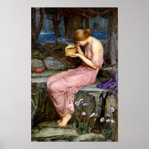 Psyche som öppnar Golden Box Waterhouse Painting Poster