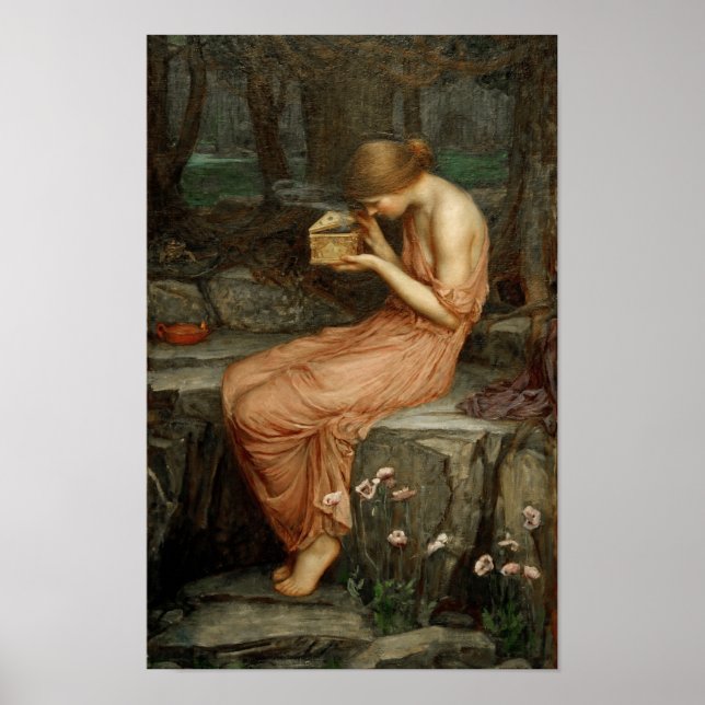 Psyche som öppnar Golden Box Waterhouse Poster (Framsidan)