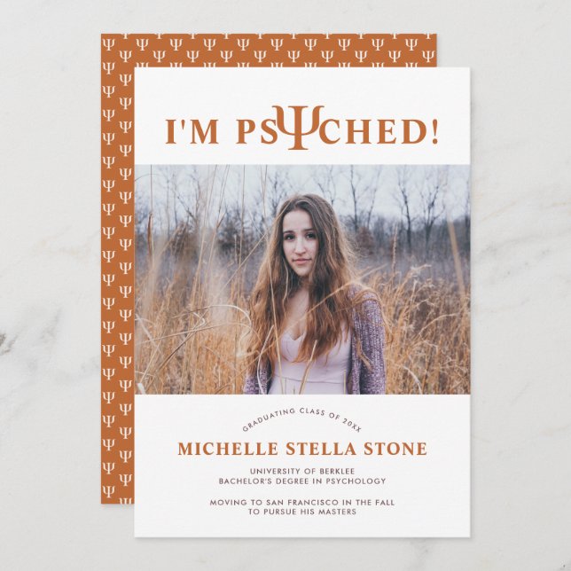 Psyched ψ Psychology Studenten-inbjudan Meddelande (Fram/baksida)